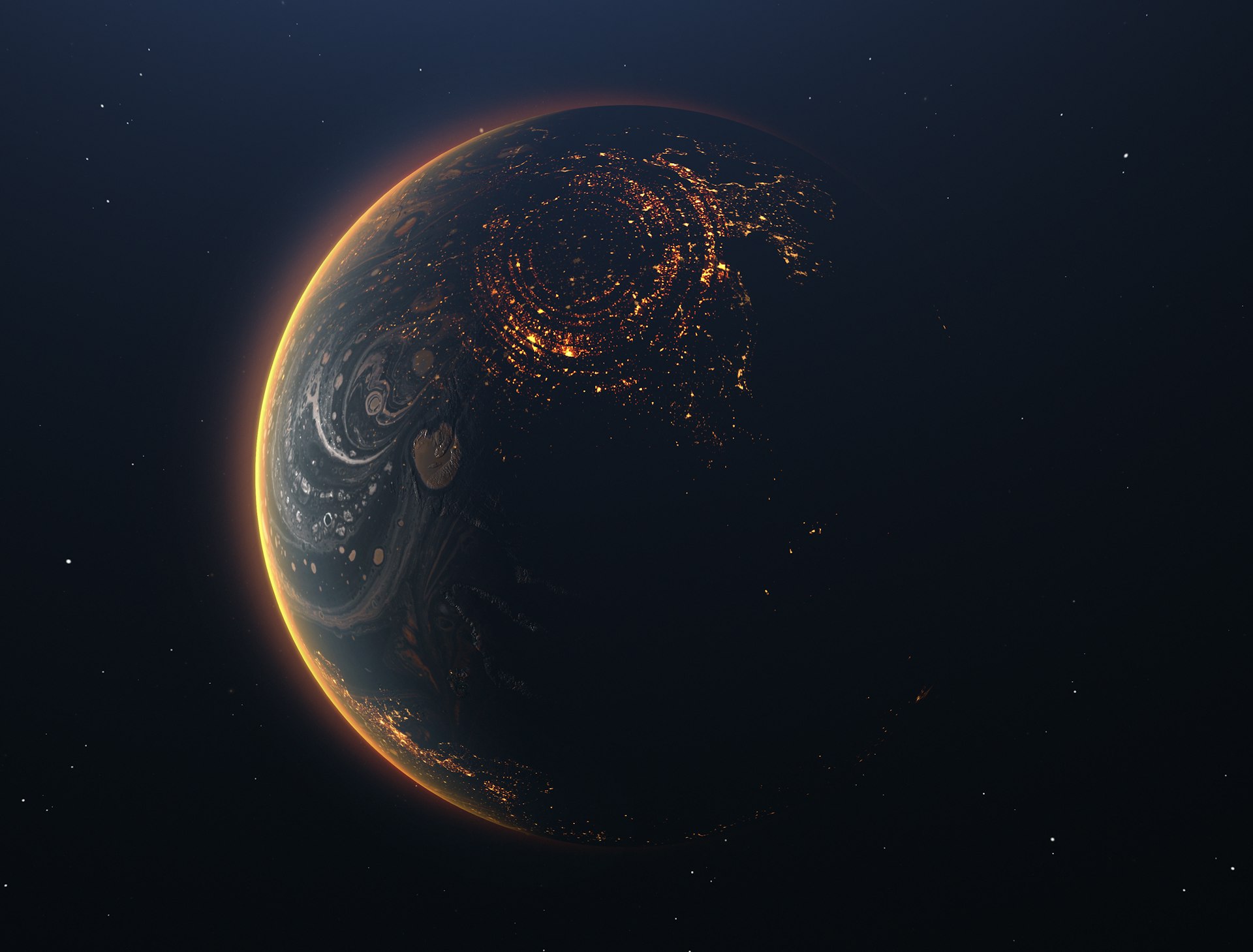 夜面星球与点点灯火